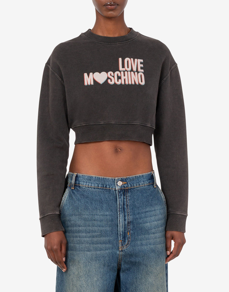 Sudadera corta de algodón estampada Gris Love Moschino 2