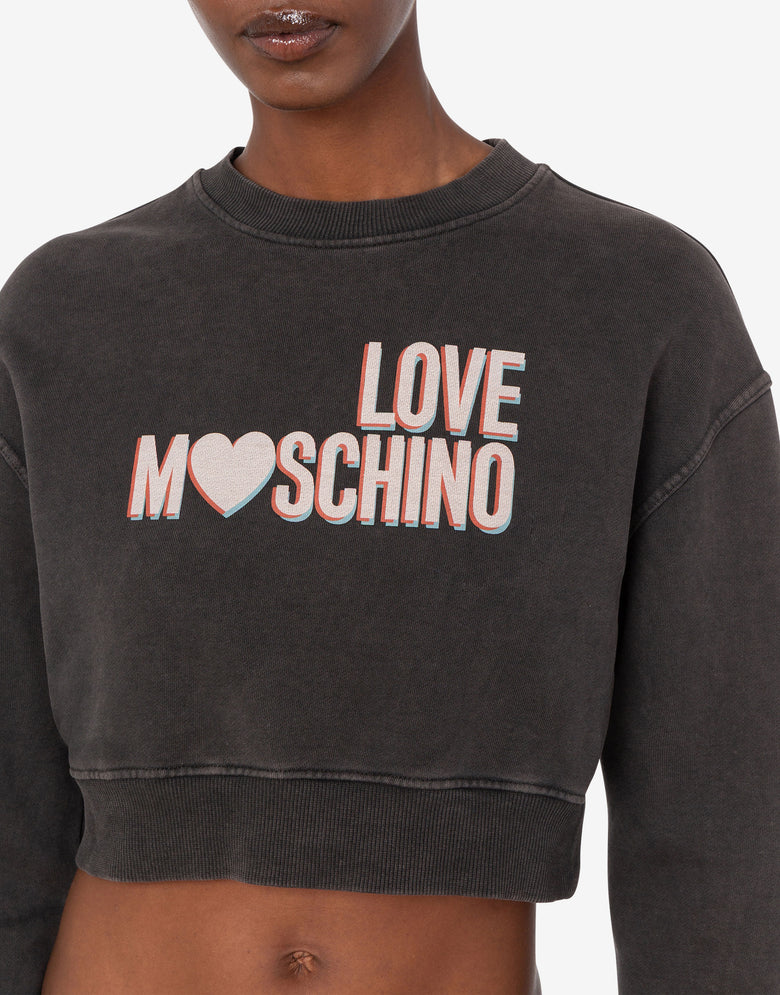Sudadera corta de algodón estampada Gris Love Moschino 4