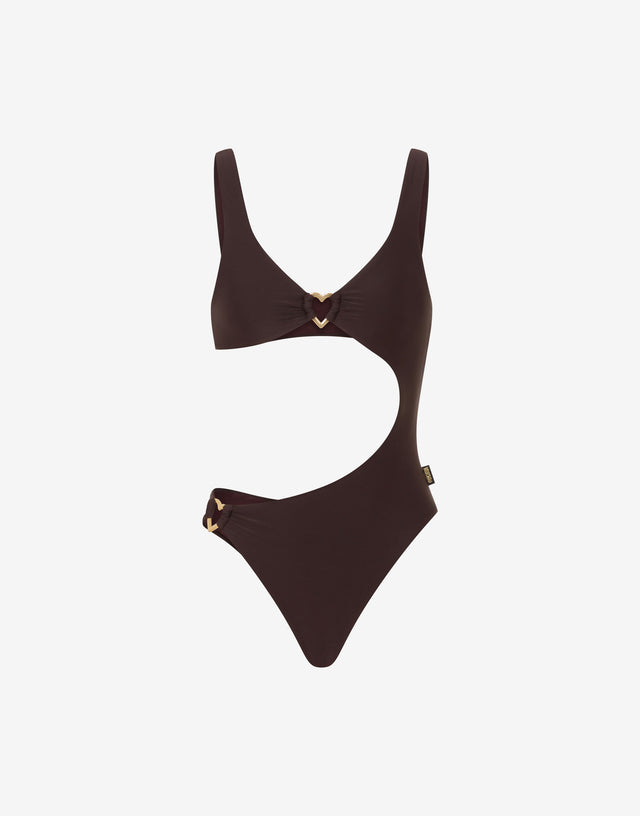 Bañador de una pieza de lycra Marrón oscuro Moschino 0
