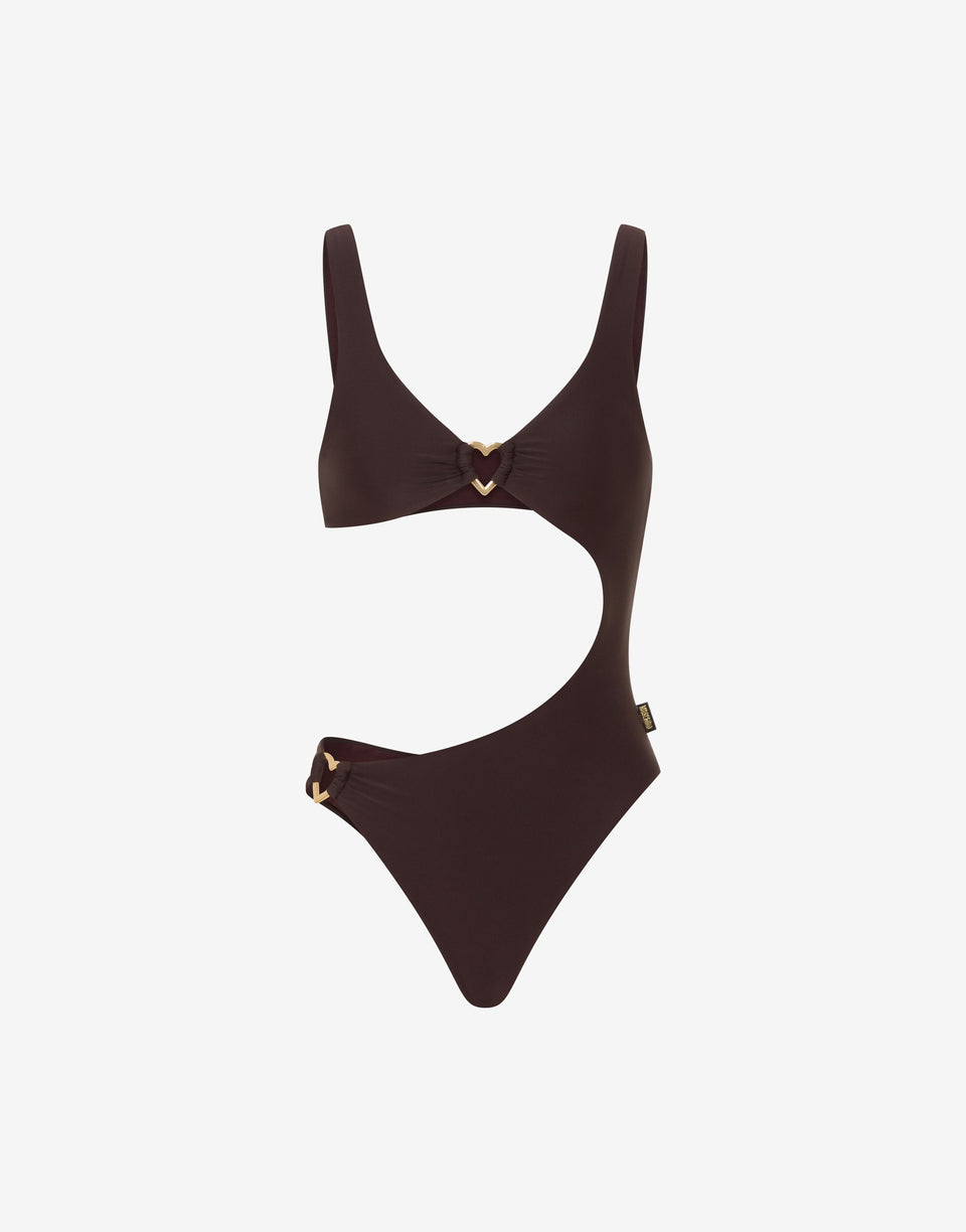 Lycra one-piece swimsuit Dark brown Moschino 0