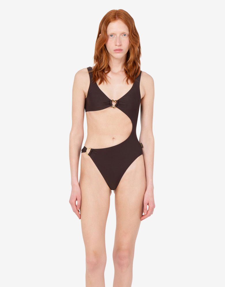 Lycra one-piece swimsuit Dark brown Moschino 1
