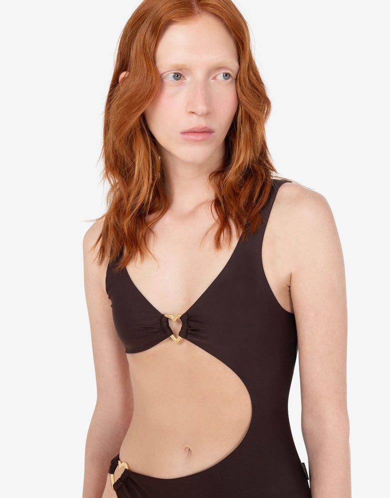 Lycra one-piece swimsuit Dark brown Moschino 3