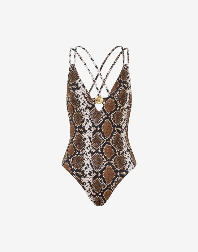 Bañador de una pieza de lycra estampado Negro Moschino 0