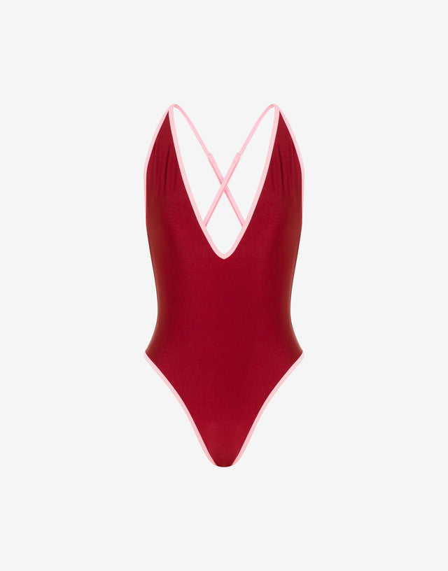 Bañador de una pieza de licra  Rojo Coral Moschino 0