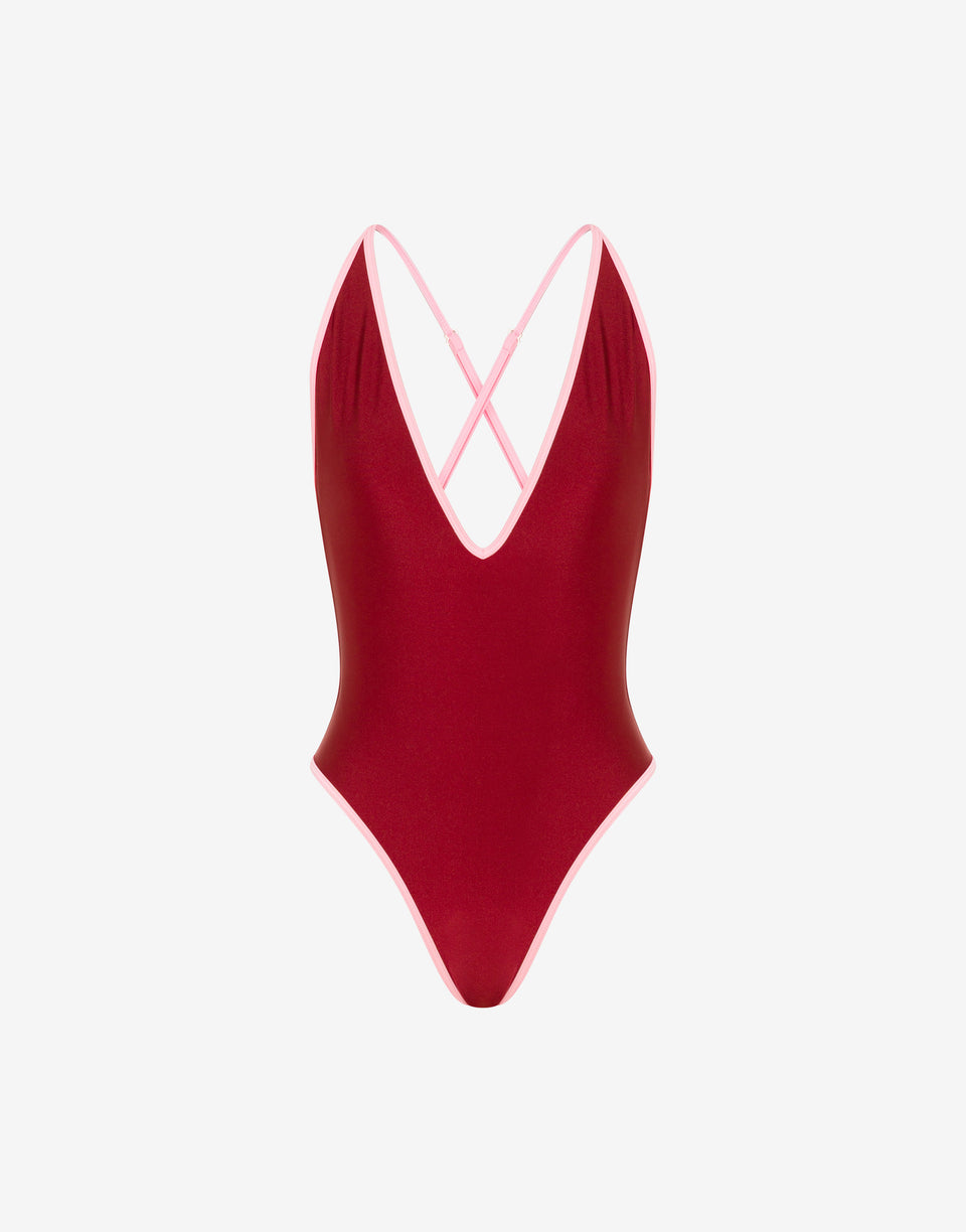Lycra one-piece swimsuit Coral red Moschino 0