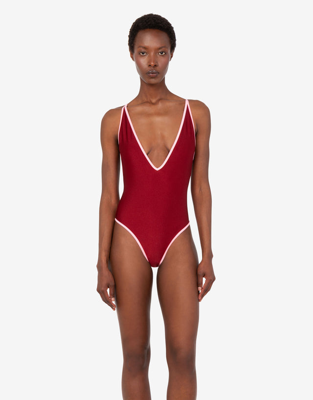 Bañador de una pieza de licra  Rojo Coral Moschino 1