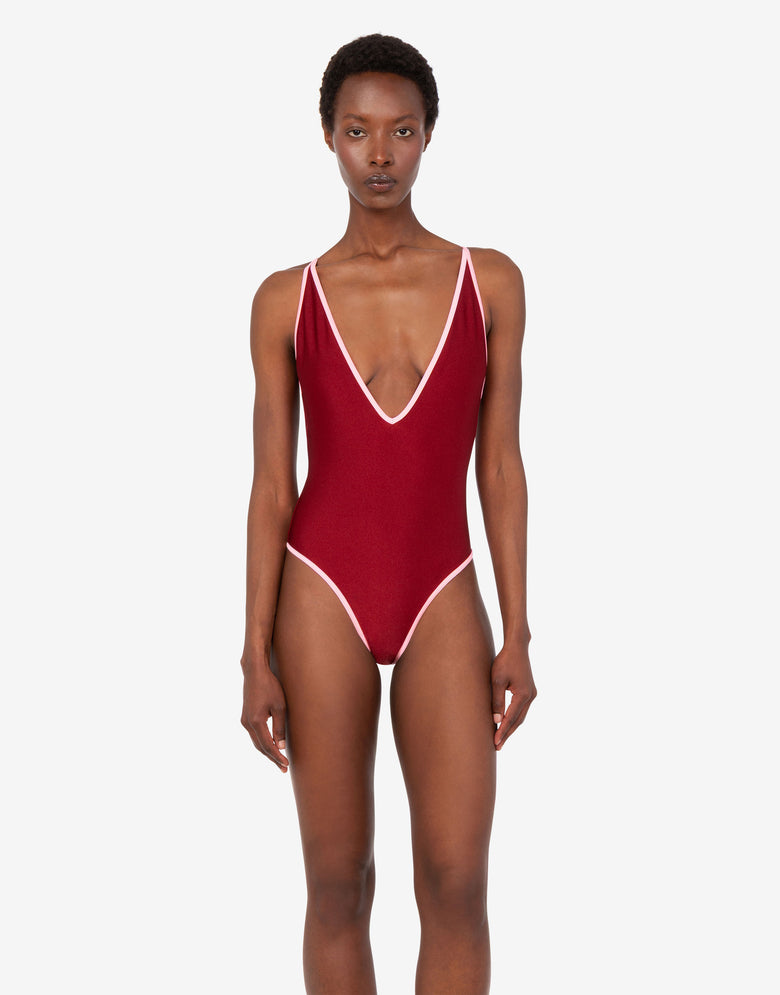 Lycra one-piece swimsuit Coral red Moschino 1