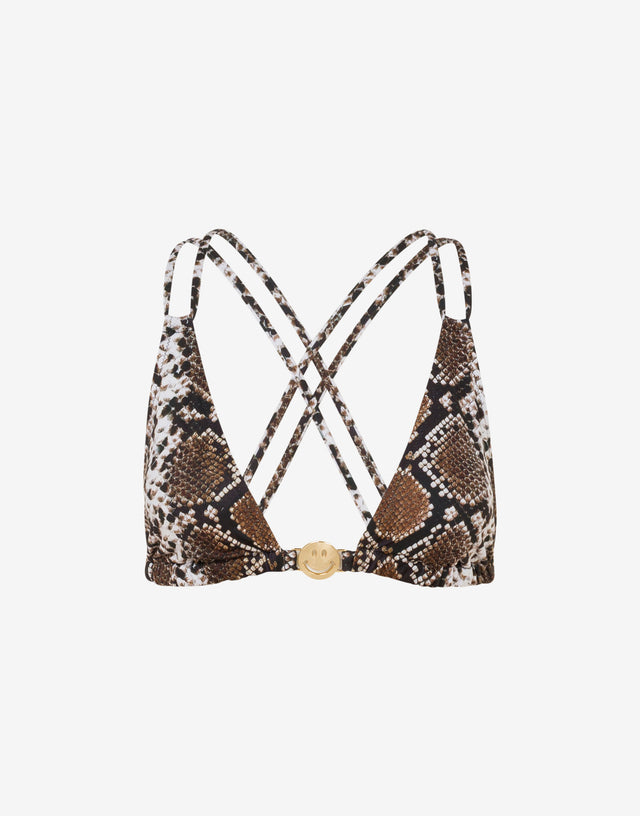 Top de bikini triangular estampado Negro Moschino 0