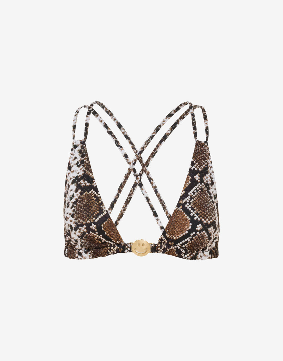 Printed triangle bikini top Black Moschino 0