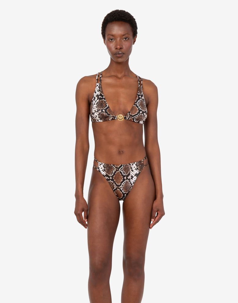 Printed triangle bikini top Black Moschino 1