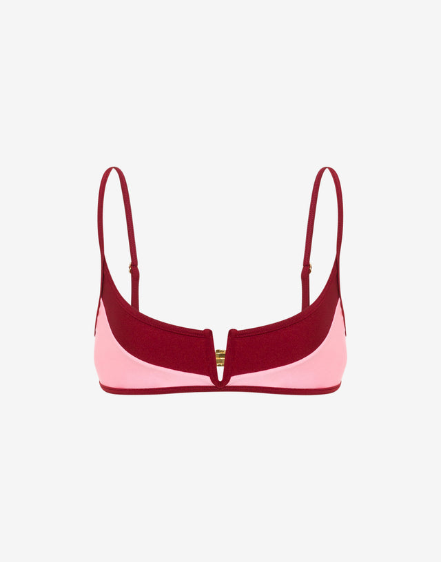 Top de bikini de lycra Rojo Coral Moschino 0
