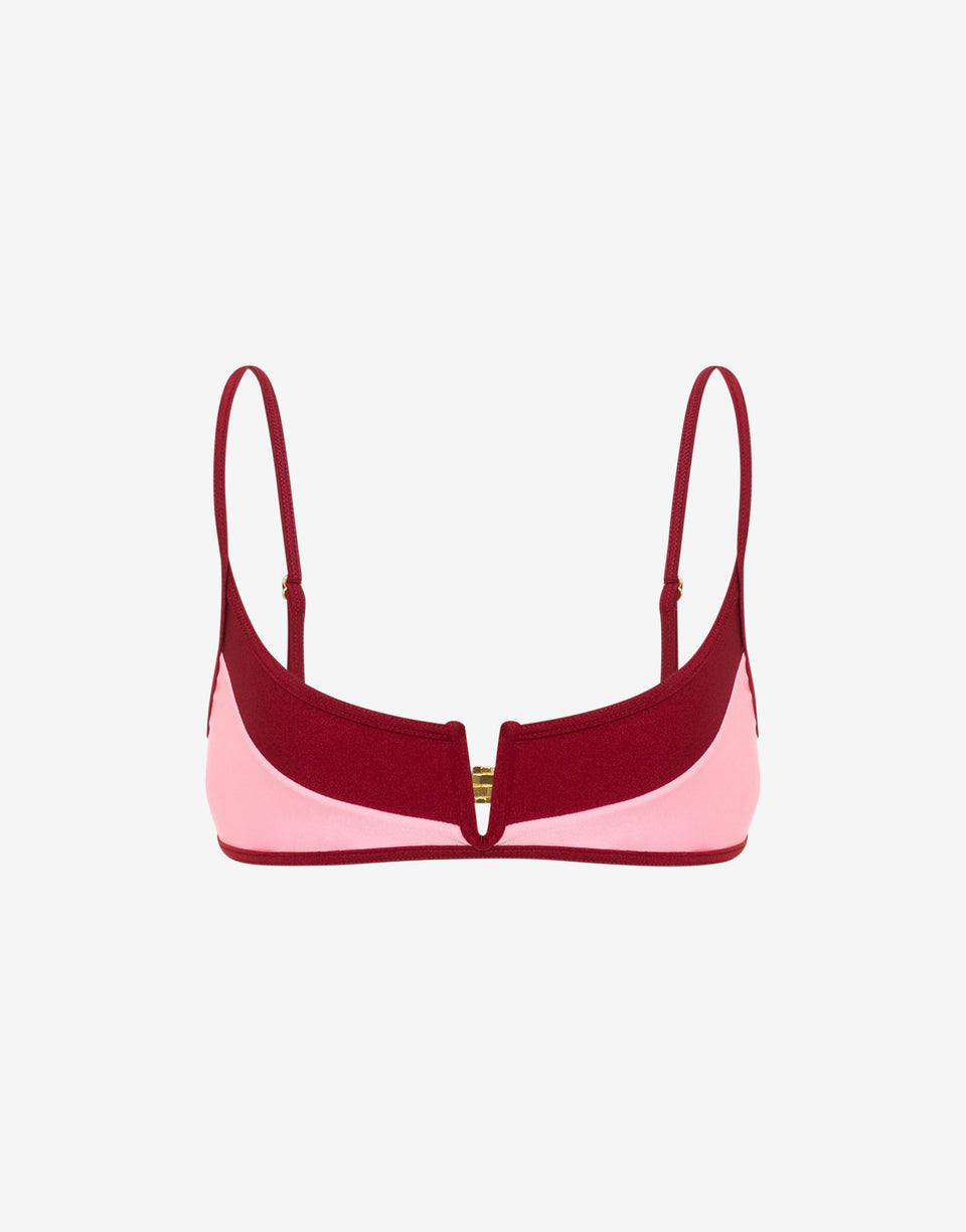 Top de bikini de lycra Rojo Coral Moschino 0