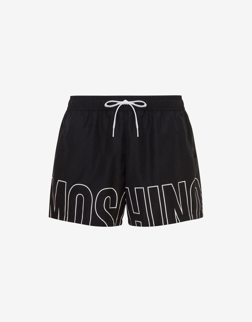 Bañador tipo boxer con estampado Maxi Logo Negro Moschino 0