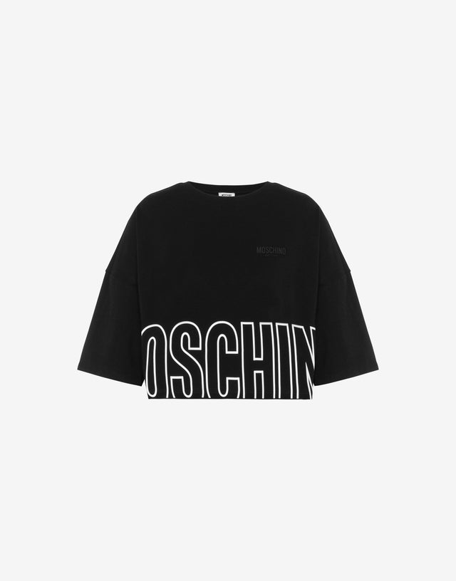 Camiseta corta de jersey de algodón Negro Moschino 0