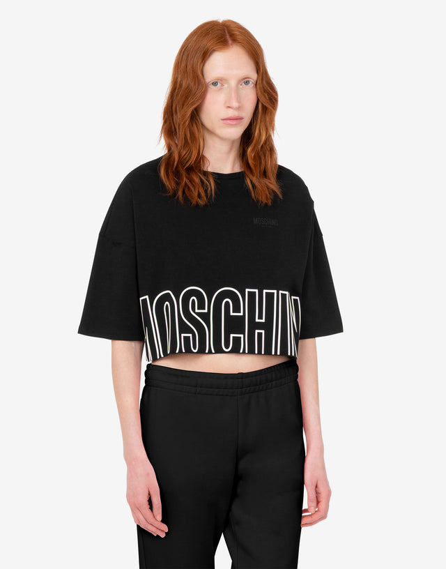 Camiseta corta de jersey de algodón Negro Moschino 1