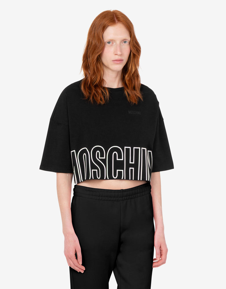 Camiseta corta de jersey de algodón Negro Moschino 1