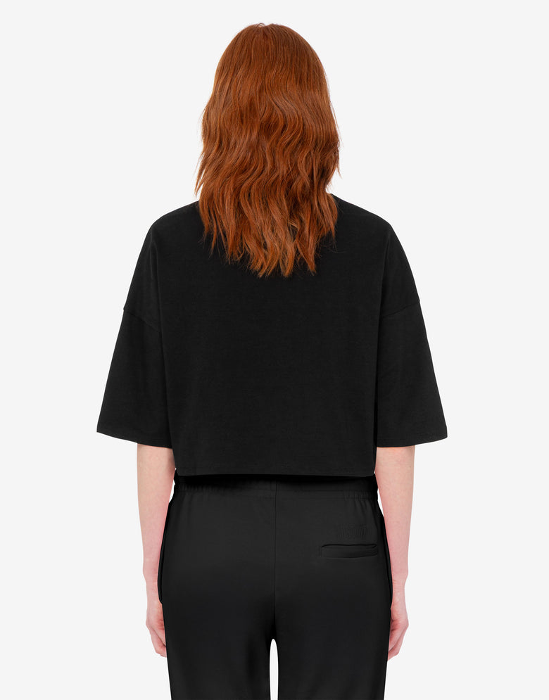 Camiseta corta de jersey de algodón Negro Moschino 2
