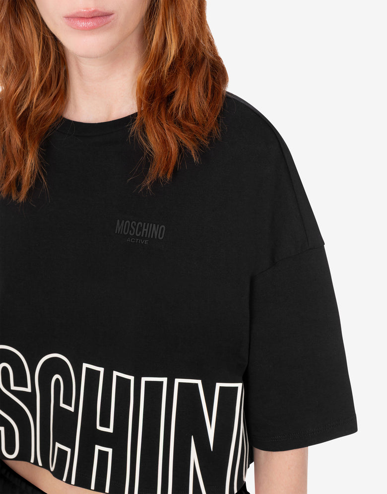 Camiseta corta de jersey de algodón Negro Moschino 3