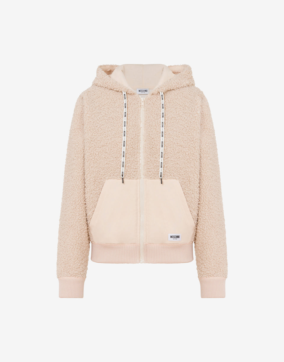 Sherpa fleece sweatshirt Ivory Moschino 0