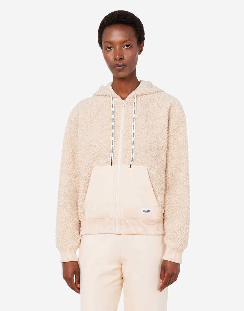 Sherpa fleece sweatshirt Ivory Moschino 1