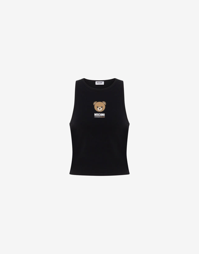Top de jersey de algodón elástico con estampado Moschino Teddy Bear Black Moschino 0