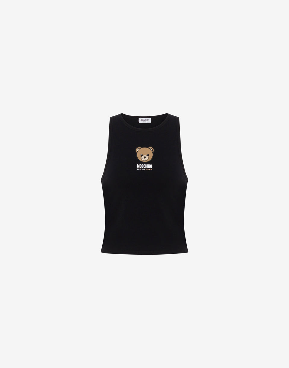 Moschino Teddy Bear Stretch Cotton Jersey Top Black Moschino 0