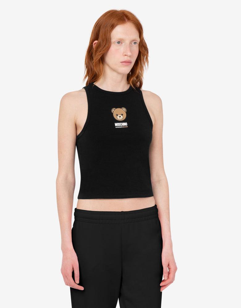 Moschino Teddy Bear Stretch Cotton Jersey Top Black Moschino 1