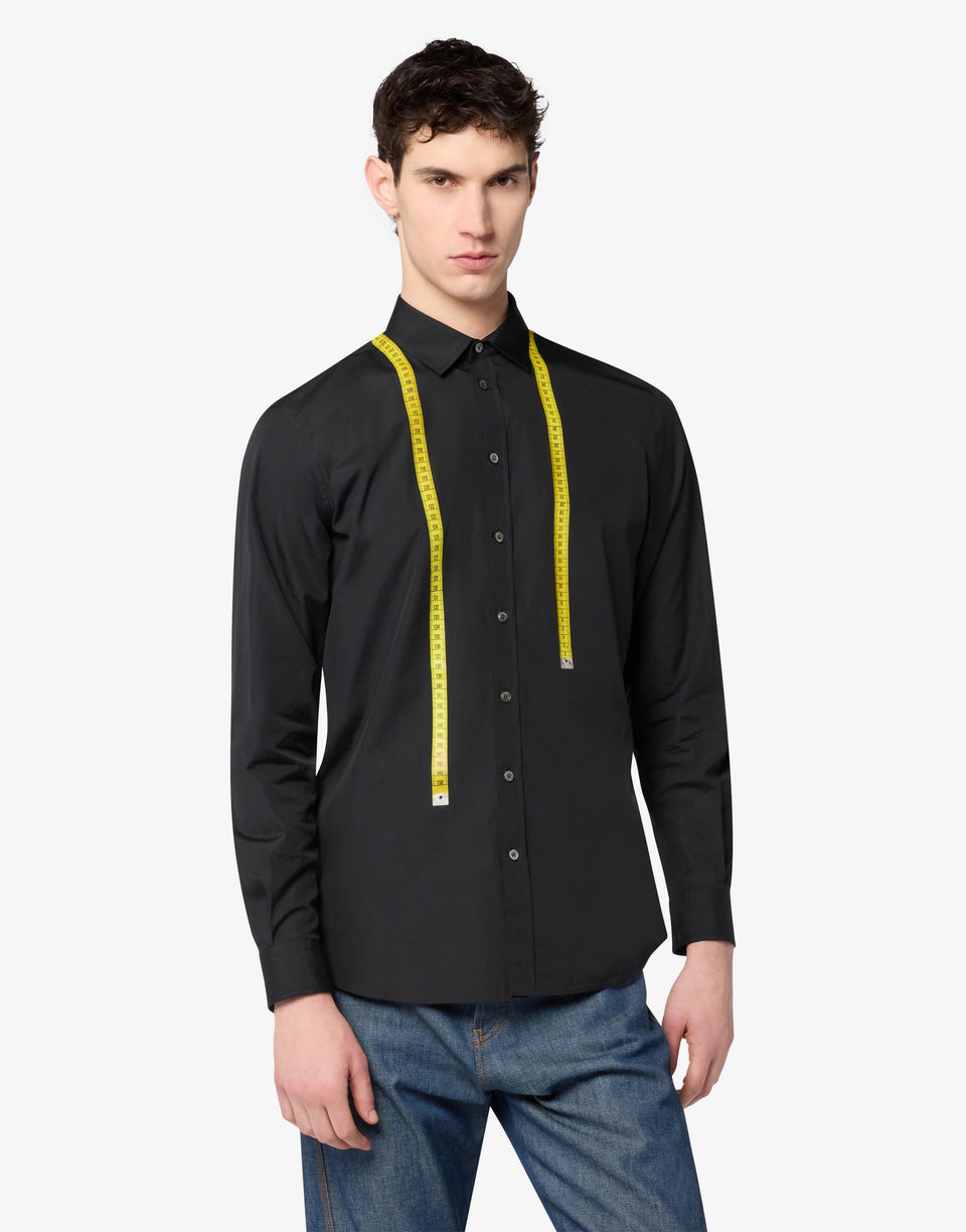 Camisa de popelín de algodón estampada Negro Moschino 0