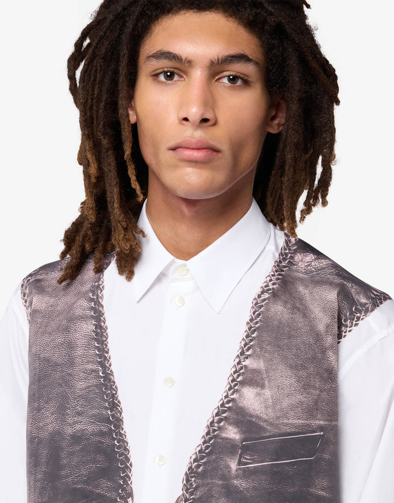 Camisa de popelín de algodón estampada Blanco Moschino 2