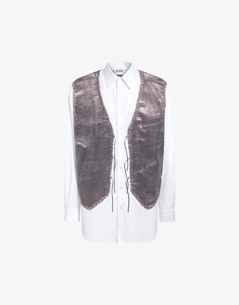 Camisa de popelín de algodón estampada Blanco Moschino 4