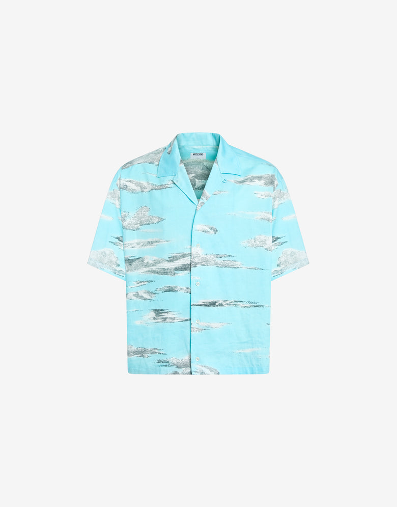 Archive Clouds 棉府绸衬衫 绿松石色 Moschino 4