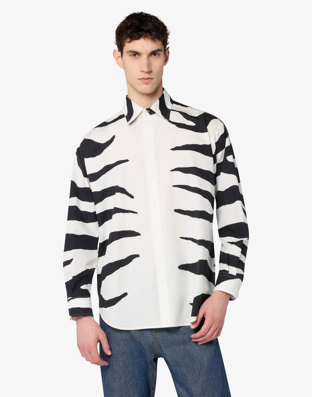 Printed cotton poplin shirt White Moschino 0