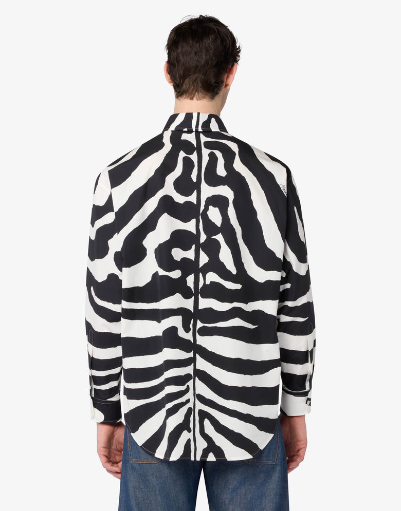 印花棉府绸衬衫 白色 Moschino 1