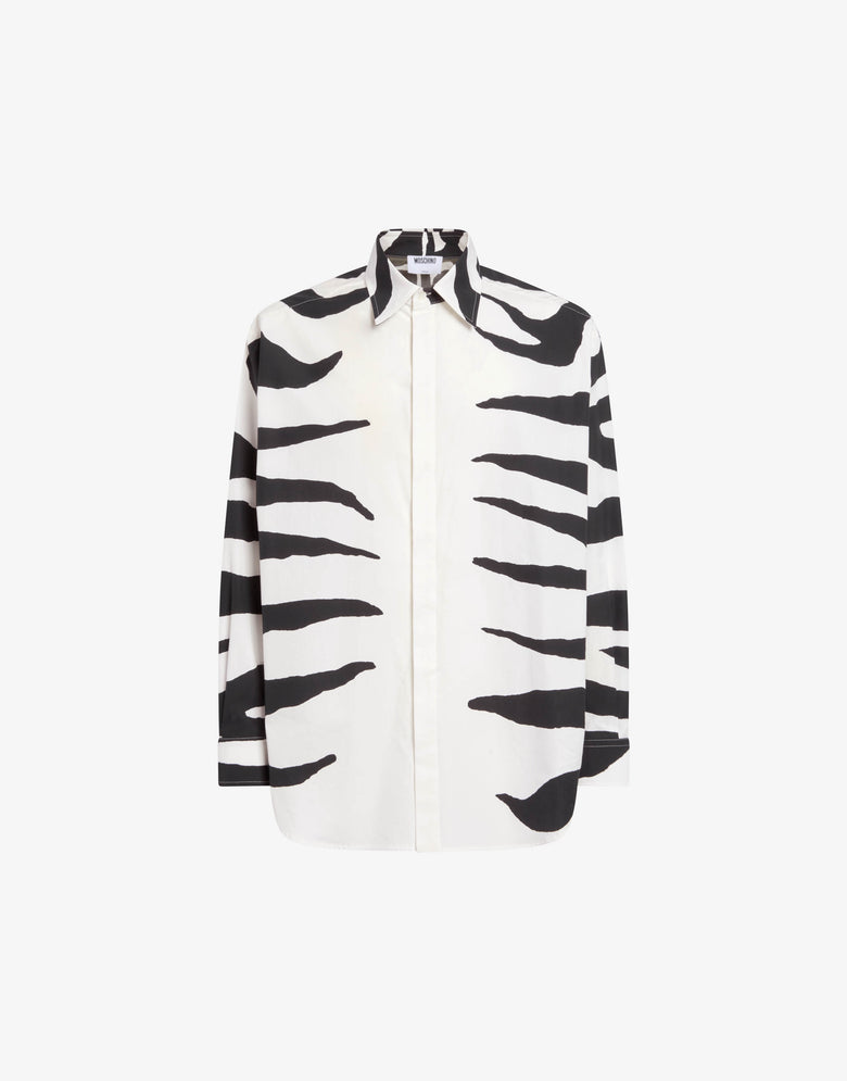 印花棉府绸衬衫 白色 Moschino 4