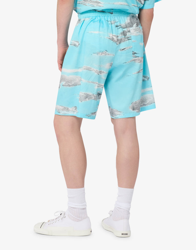 Archive Clouds 棉府绸百慕大短裤 绿松石色 Moschino 1