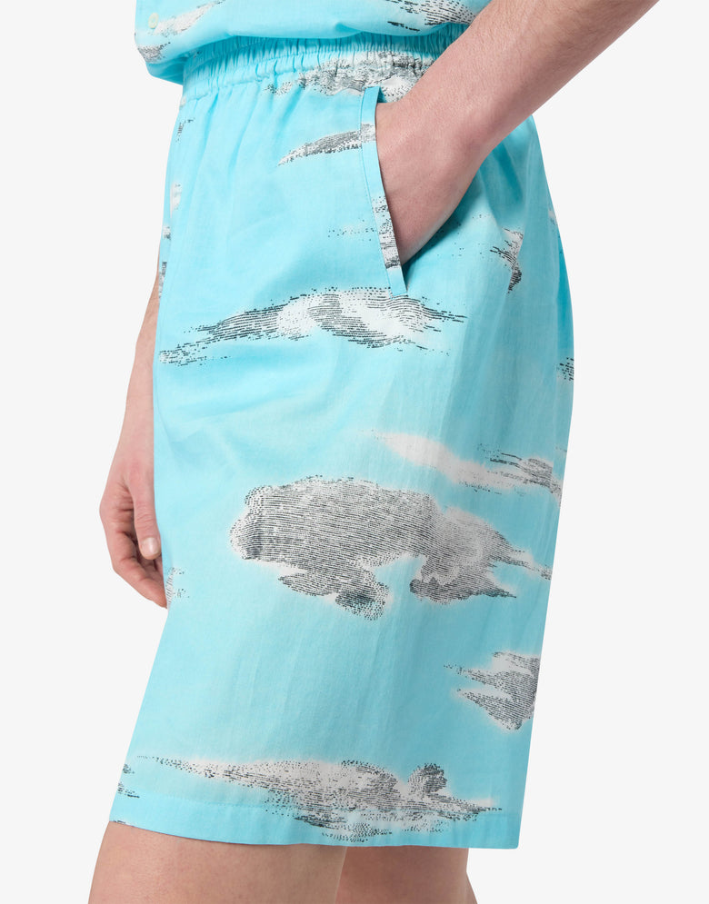 Archive Clouds 棉府绸百慕大短裤 绿松石色 Moschino 2