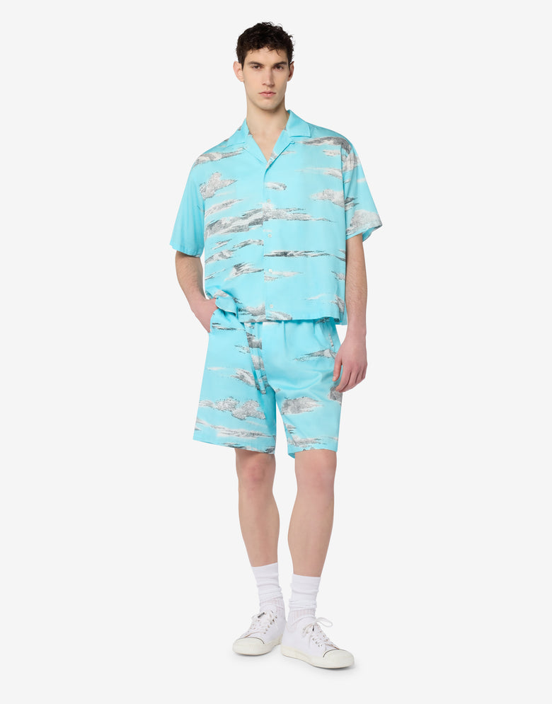 Archive Clouds 棉府绸百慕大短裤 绿松石色 Moschino 3