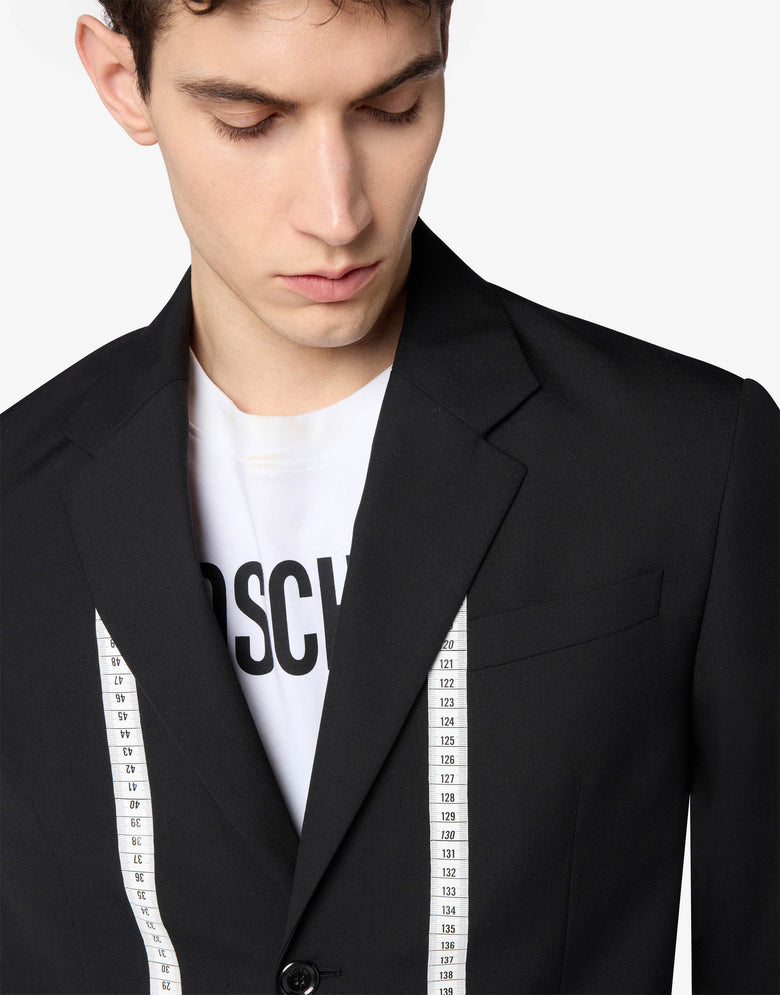 Chaqueta de paño de lana estampado Negro Moschino 2