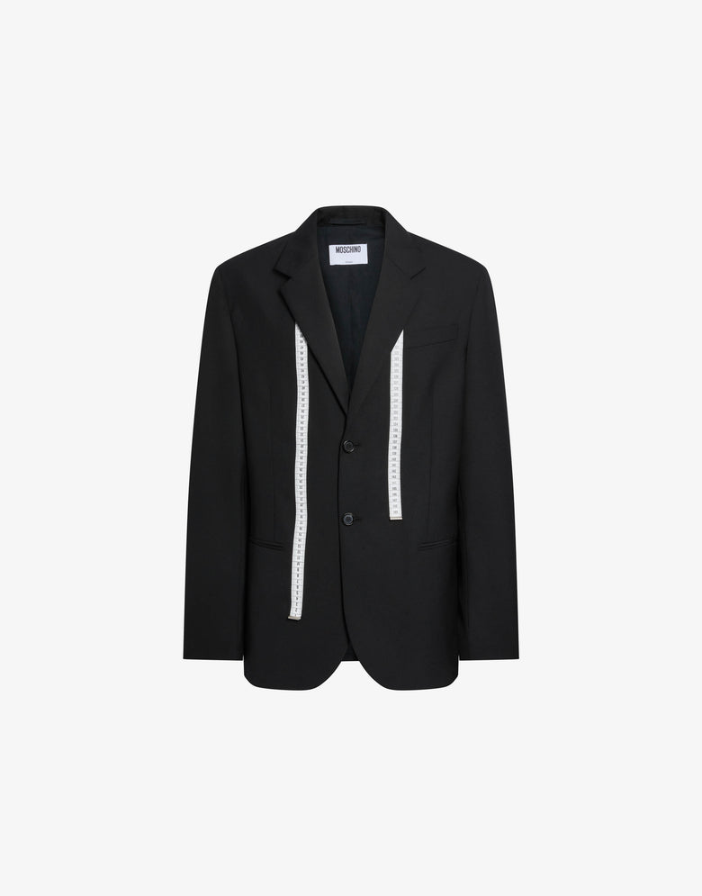 Chaqueta de paño de lana estampado Negro Moschino 3