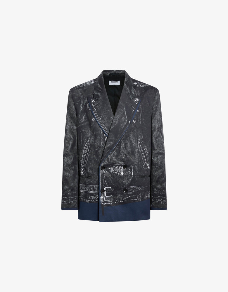 印花棉斜纹布双排扣夹克 灰色 Moschino 3