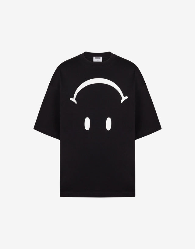 Camiseta de jersey de algodón amarillo con estampado Smiley® invertido Negro Moschino 0
