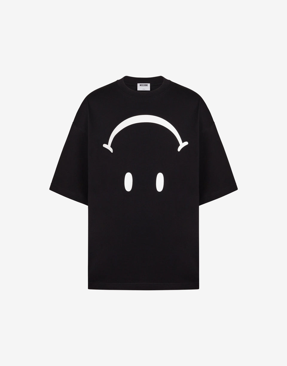 Camiseta de jersey de algodón amarillo con estampado Smiley® invertido Negro Moschino 0
