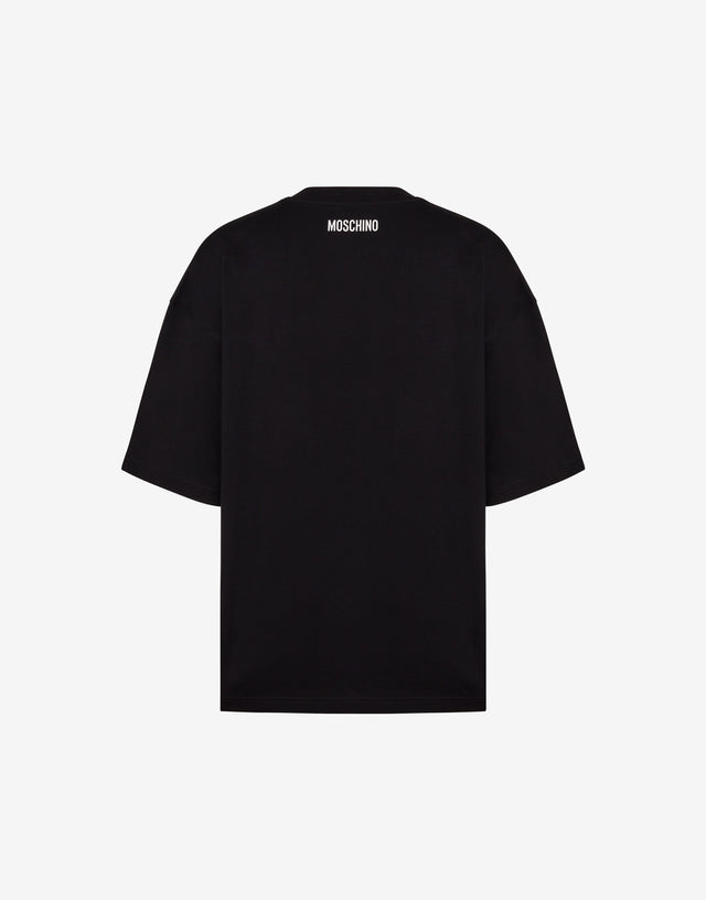 Camiseta de jersey de algodón amarillo con estampado Smiley® invertido Negro Moschino 1