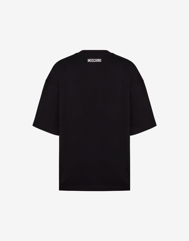 Camiseta de jersey de algodón amarillo con estampado Smiley® invertido Negro Moschino 1
