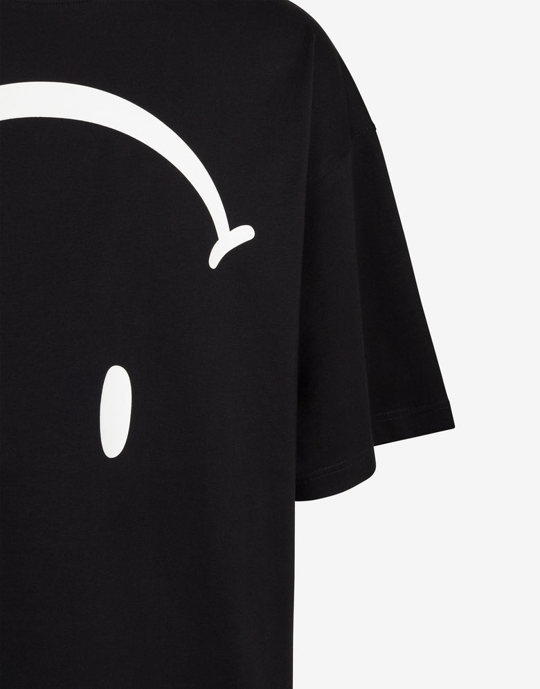 Camiseta de jersey de algodón amarillo con estampado Smiley® invertido Negro Moschino 2