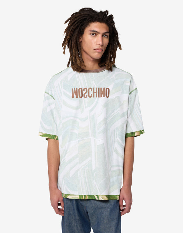 Printed cotton jersey T-shirt White Moschino 0
