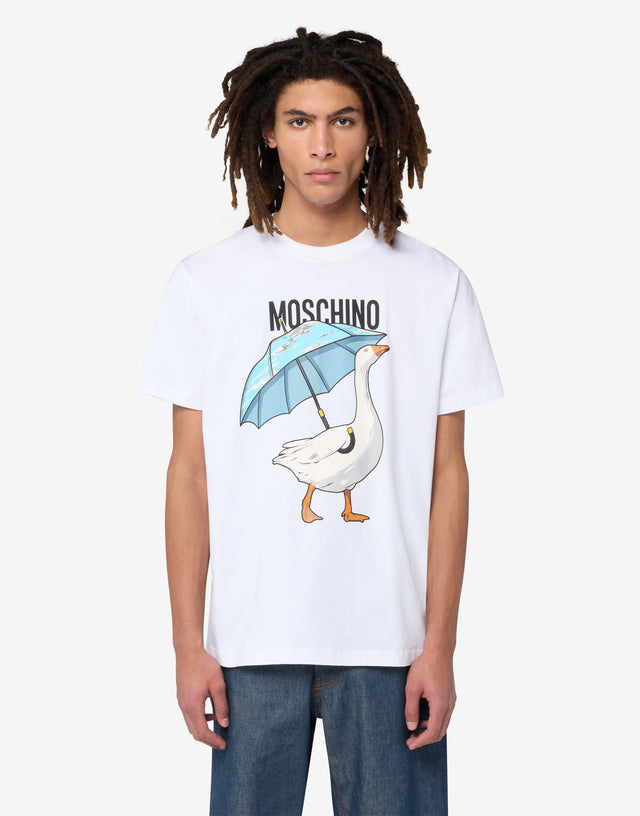 Goose Cotton Jersey T-Shirt White Moschino 0