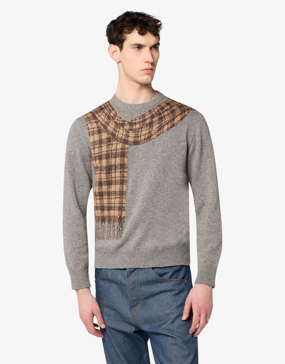 Jersey de mezcla de lana y seda con motivos bordados Gris Moschino 0