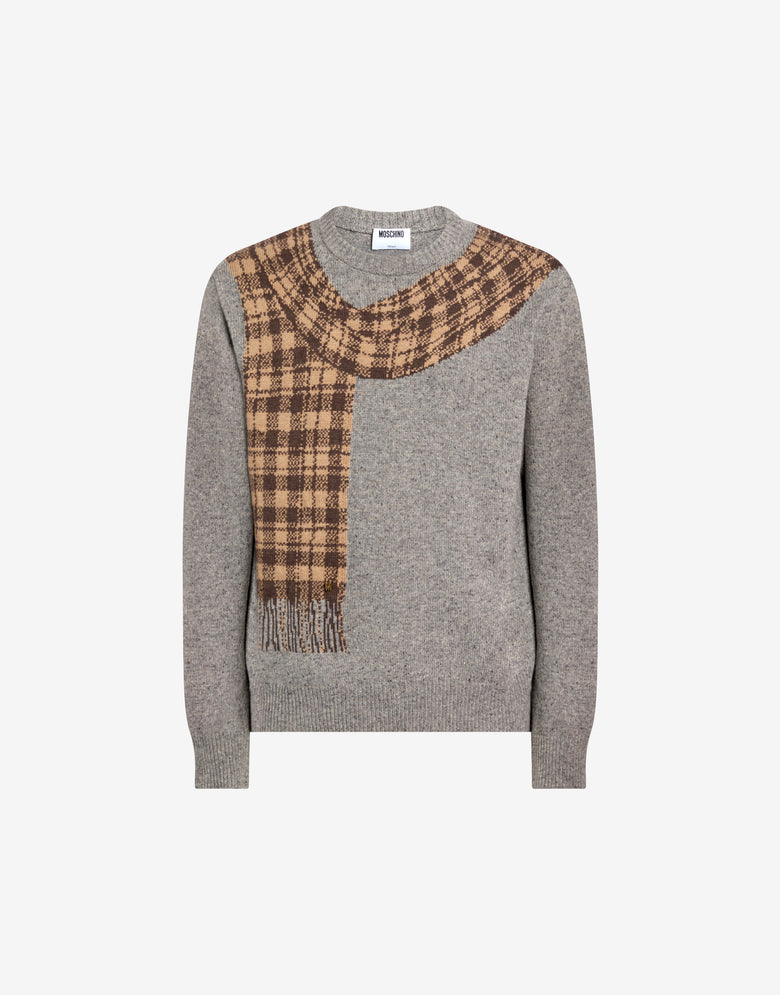 Jersey de mezcla de lana y seda con motivos bordados Gris Moschino 4