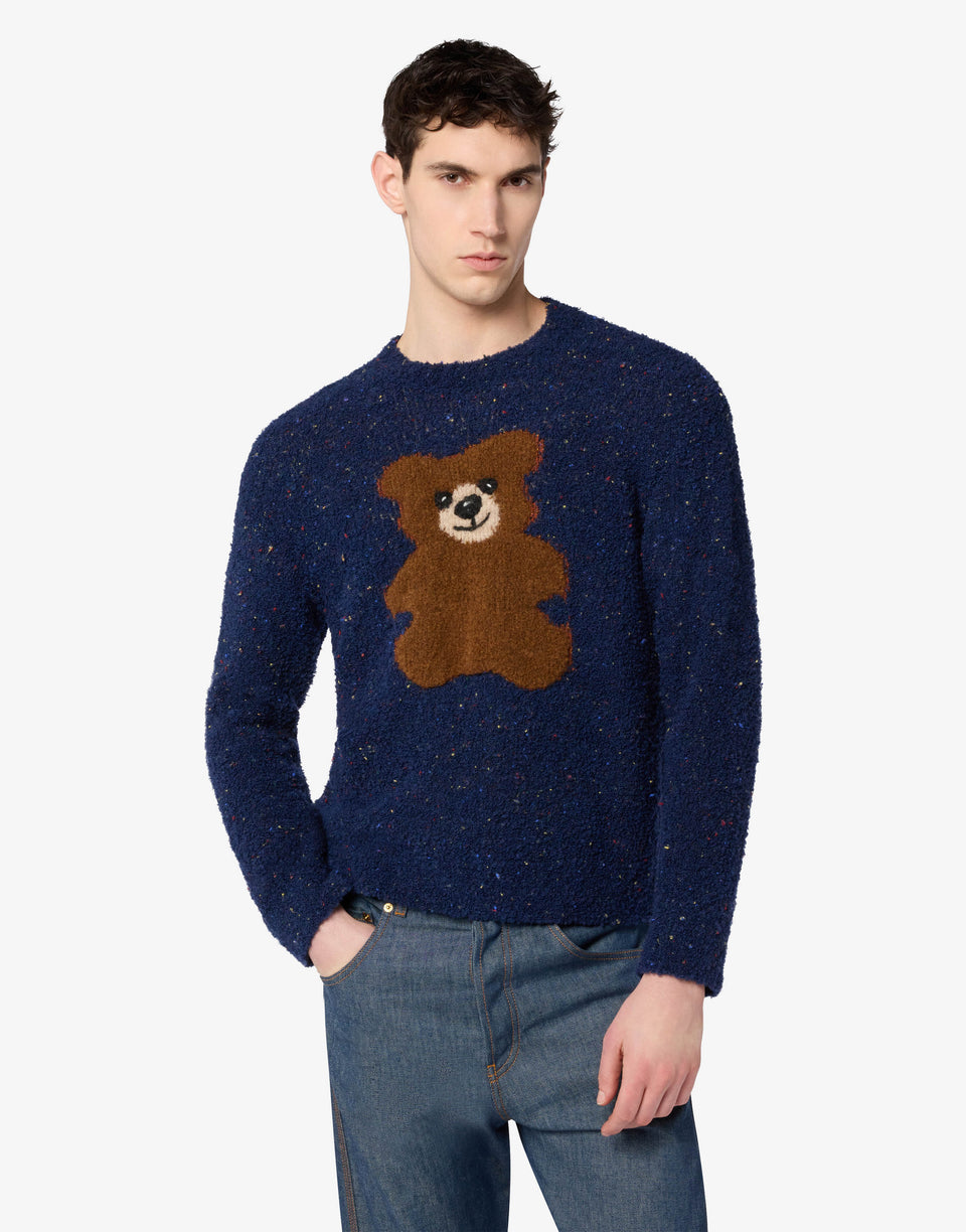 Jersey de mezcla de lana bouclé Moschino Teddy Bear Azul Moschino 0